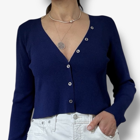 Aldo Martins Royal Blue Cropped Cardigan - Picture 1 of 9